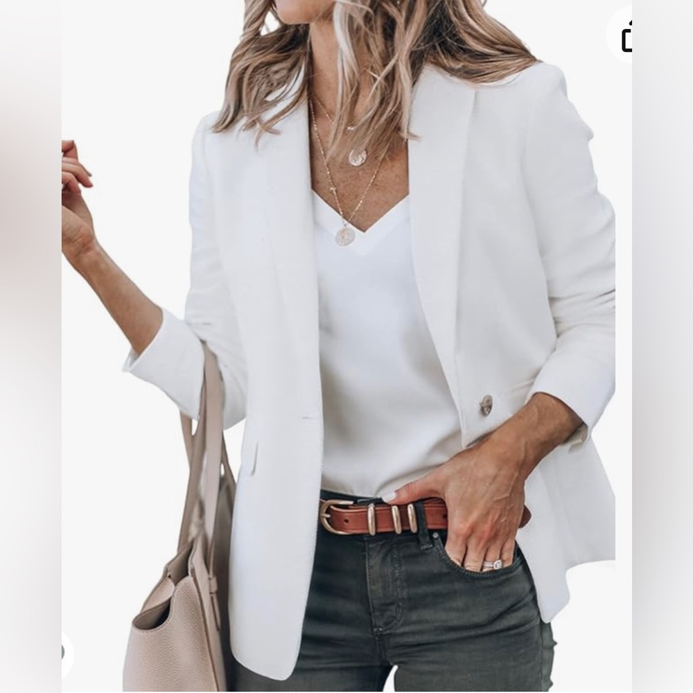 Medium White Oversized Blazer - New